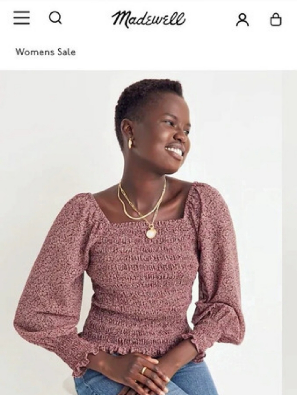 Madewell Lucie Bubble-Sleeve Smocked Blouse